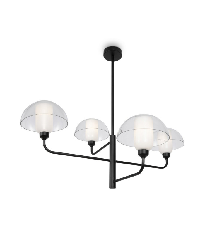 Memory Modern Multi Arm Pendant Ceiling Light Black 4xE14 Glass Shade-1