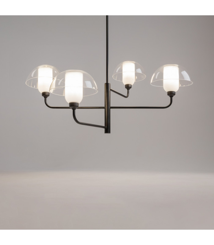 Memory Modern Multi Arm Pendant Ceiling Light Black 4xE14 Glass Shade-5