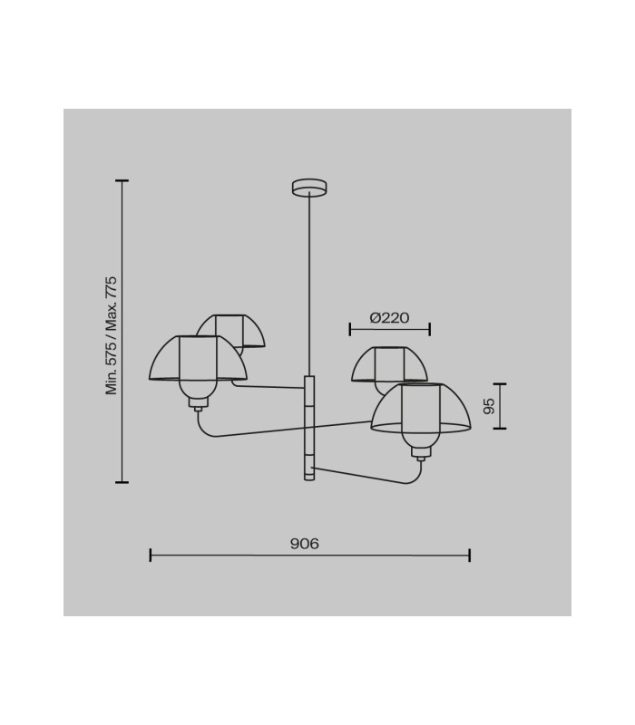 Memory Modern Multi Arm Pendant Ceiling Light Black 4xE14 Glass Shade-7