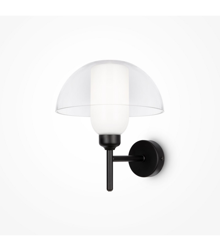Memory Modern Dome Wall Lamp Black 1xE14 Glass Shade-1