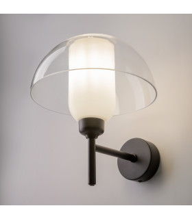 Memory Modern Dome Wall Lamp Black 1xE14 Glass Shade-2