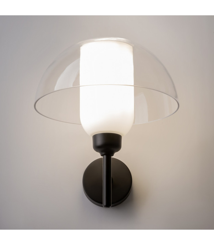 Memory Modern Dome Wall Lamp Black 1xE14 Glass Shade-5