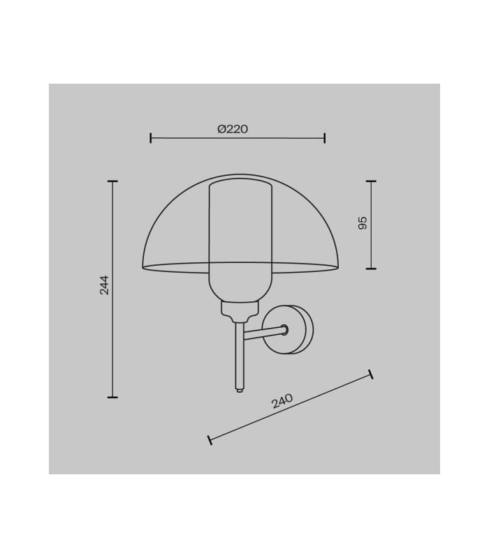 Memory Modern Dome Wall Lamp Black 1xE14 Glass Shade-7