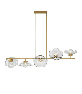 Miracle Modern Bar Pendant Ceiling Light Brass 5xG9 Glass Shade-1