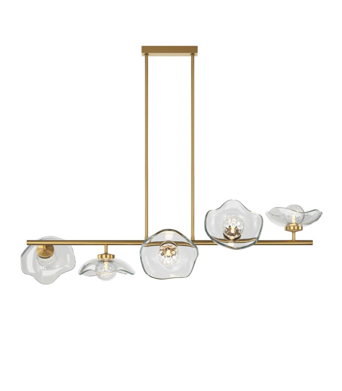Miracle Modern Bar Pendant Ceiling Light Brass 5xG9 Glass Shade-1