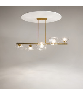 Miracle Modern Bar Pendant Ceiling Light Brass 5xG9 Glass Shade-2