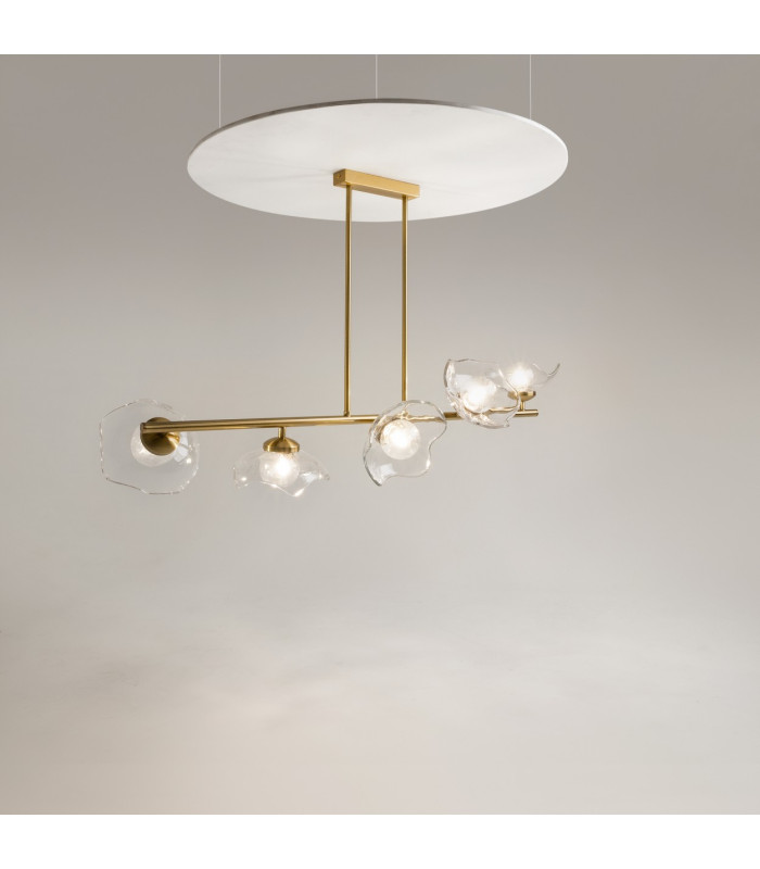 Miracle Modern Bar Pendant Ceiling Light Brass 5xG9 Glass Shade-4