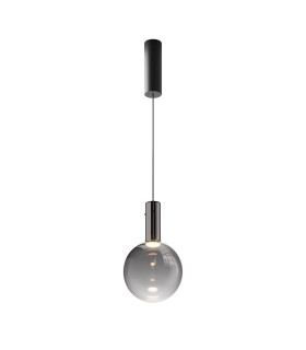 Nebula Modern 20cm Globe Pendant Ceiling Light Black 3000K 400lm Smoky Shade-1