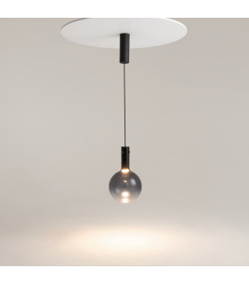Nebula Modern 20cm Globe Pendant Ceiling Light Black 3000K 400lm Smoky Shade-2