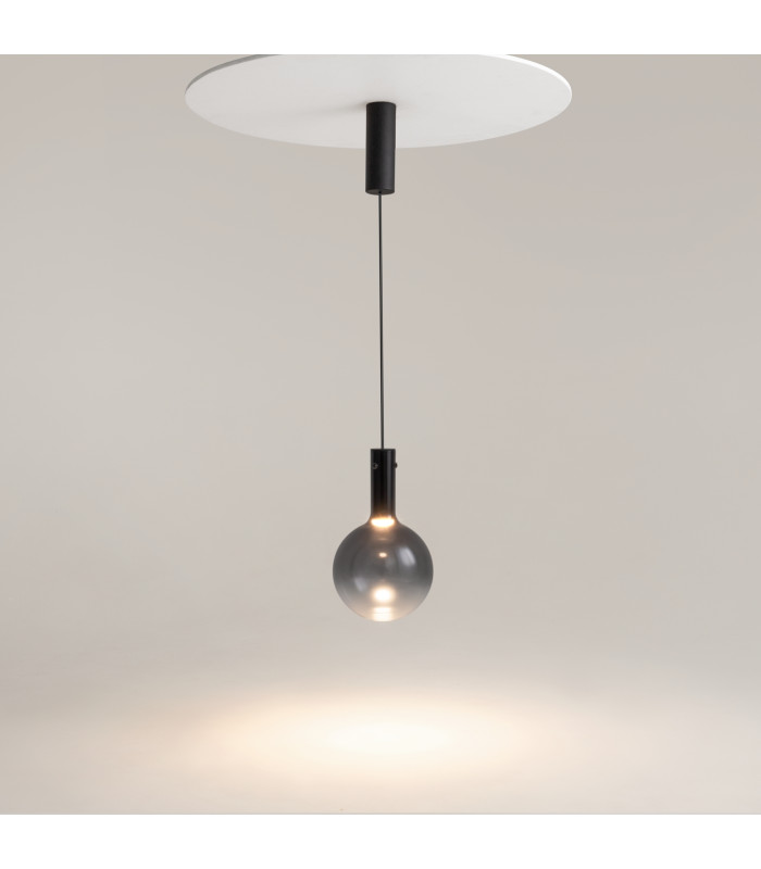 Nebula Modern 20cm Globe Pendant Ceiling Light Black 3000K 400lm Smoky Shade-2
