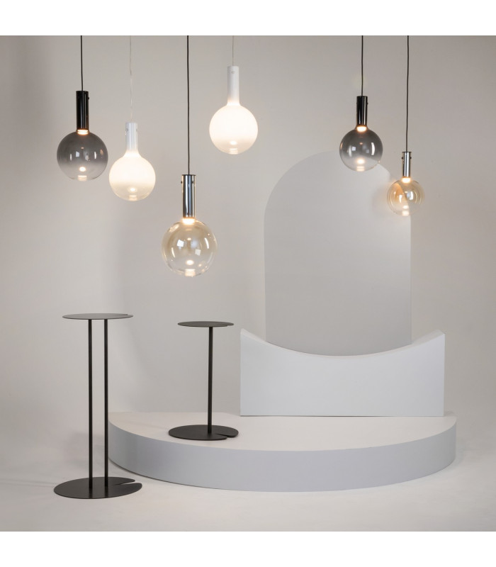 Nebula Modern 20cm Globe Pendant Ceiling Light Black 3000K 400lm Smoky Shade-3