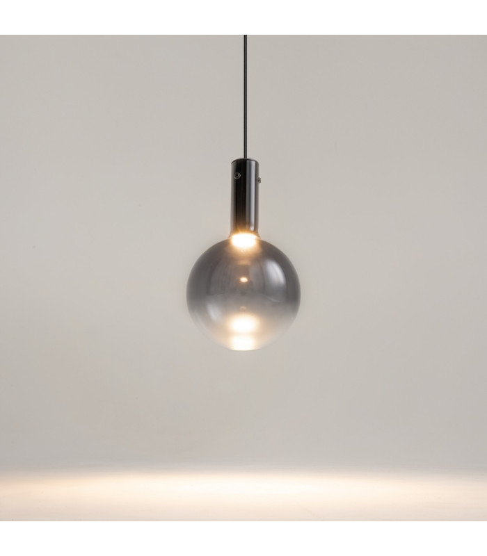 Nebula Modern 20cm Globe Pendant Ceiling Light Black 3000K 400lm Smoky Shade-4