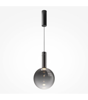 Nebula Modern 25cm Globe Pendant Ceiling Light Black 3000K 700lm Smoky Shade-1