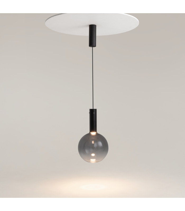 Nebula Modern 25cm Globe Pendant Ceiling Light Black 3000K 700lm Smoky Shade-2