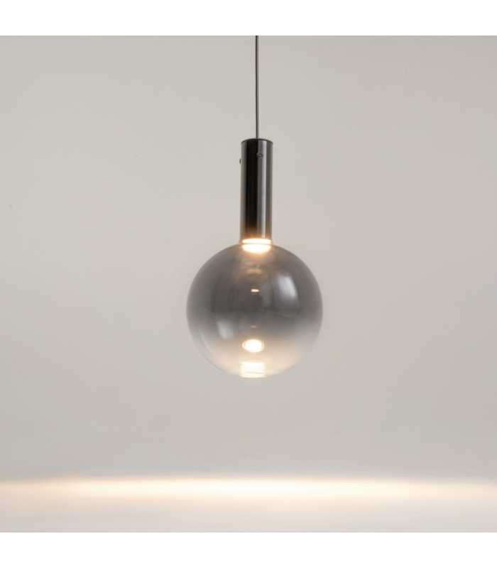 Nebula Modern 25cm Globe Pendant Ceiling Light Black 3000K 700lm Smoky Shade-4
