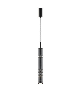 Ordo Modern Tall Slim Pendant Ceiling Light Black 3000K 920lm Smoky Shade-1