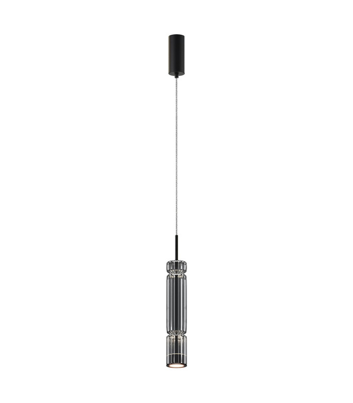 Ordo Modern Slim Pendant Ceiling Light Black 3000K 920lm Smoky Shade-1