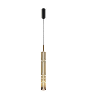 Ordo Modern Tall Slim Pendant Ceiling Light Black 3000K 920lm Cognac Shade-1