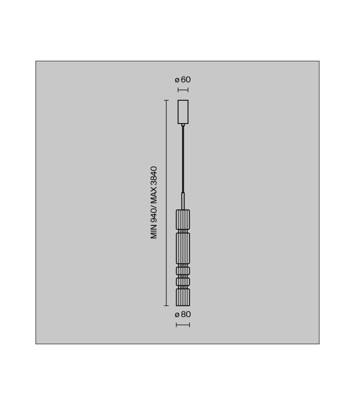 Ordo Modern Tall Slim Pendant Ceiling Light Black 3000K 920lm Cognac Shade-3