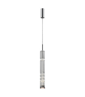 Ordo Modern Tall Slim Pendant Ceiling Light Chrome 3000K 920lm Glass Shade-1