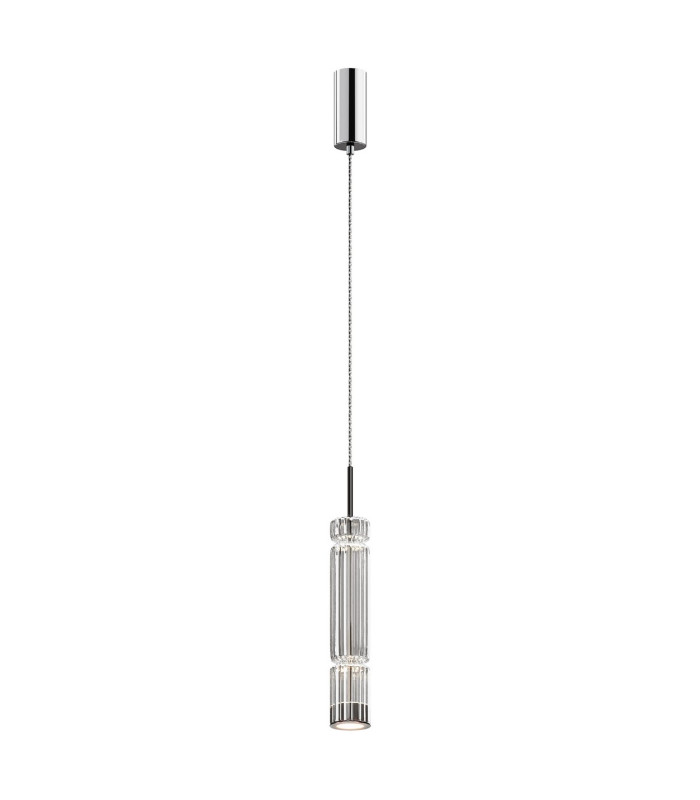 Ordo Modern Slim Pendant Ceiling Light Chrome 3000K 920lm Glass Shade-1