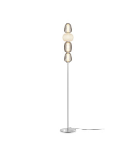 Pattern Modern LED Integrated Floor Lamp Chrome 3000K 4000lm White Grey Shade-1