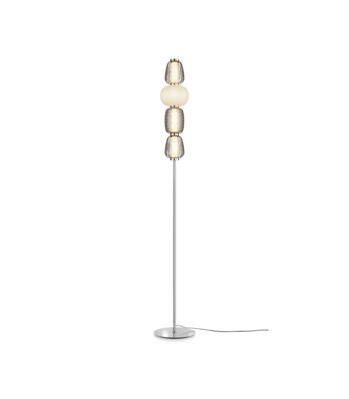Pattern Modern LED Integrated Floor Lamp Chrome 3000K 4000lm White Grey Shade-1