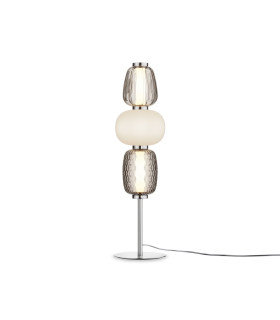 Pattern Modern Integrated LED Table Lamp Chrome 3000K 3500lm White Grey Shade-1