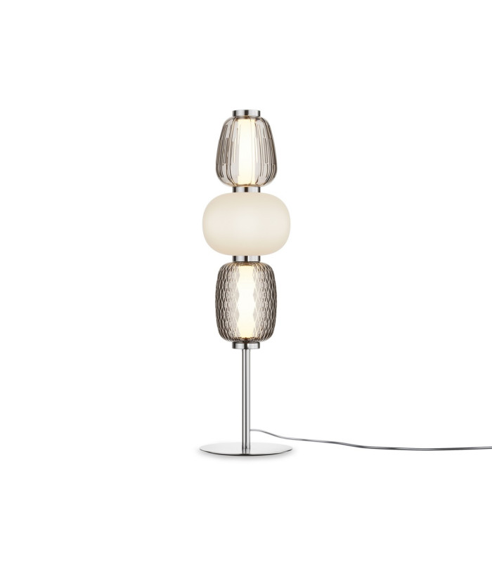 Pattern Modern Integrated LED Table Lamp Chrome 3000K 3500lm White Grey Shade-1