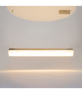 Petra Modern Bar Pendant Ceiling Light Brass 3000K 2400lm White Shade-2