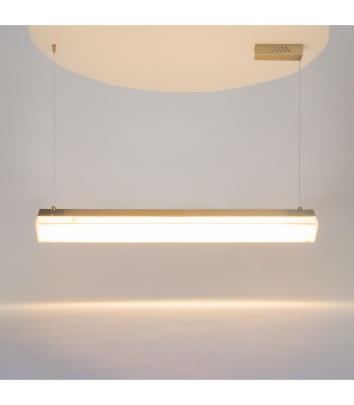 Petra Modern Bar Pendant Ceiling Light Brass 3000K 2400lm White Shade-2