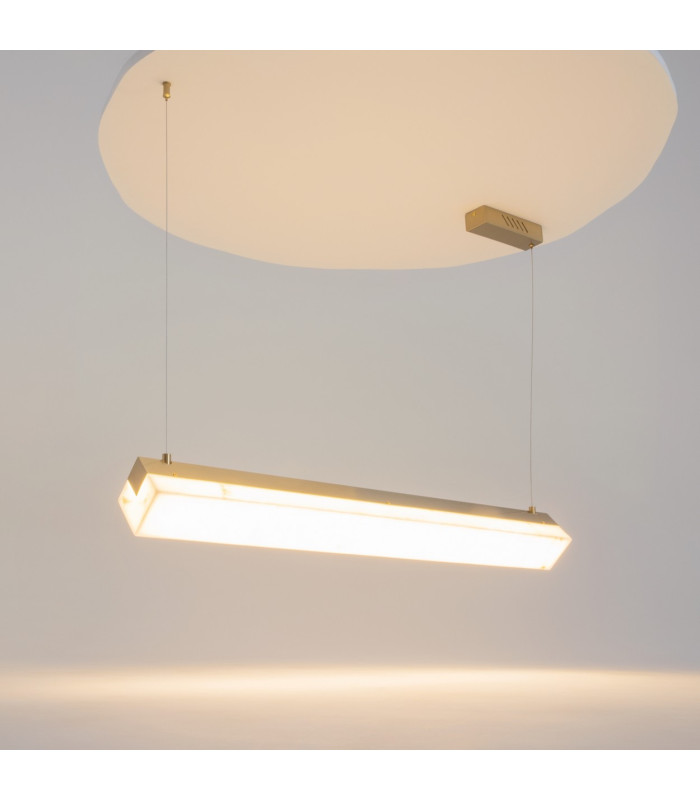 Petra Modern Bar Pendant Ceiling Light Brass 3000K 2400lm White Shade-4