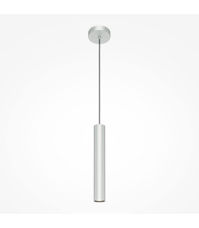 Pro Focus Modern Slim Pendant Ceiling Light Silver 1xGU10 Grey Shade-1
