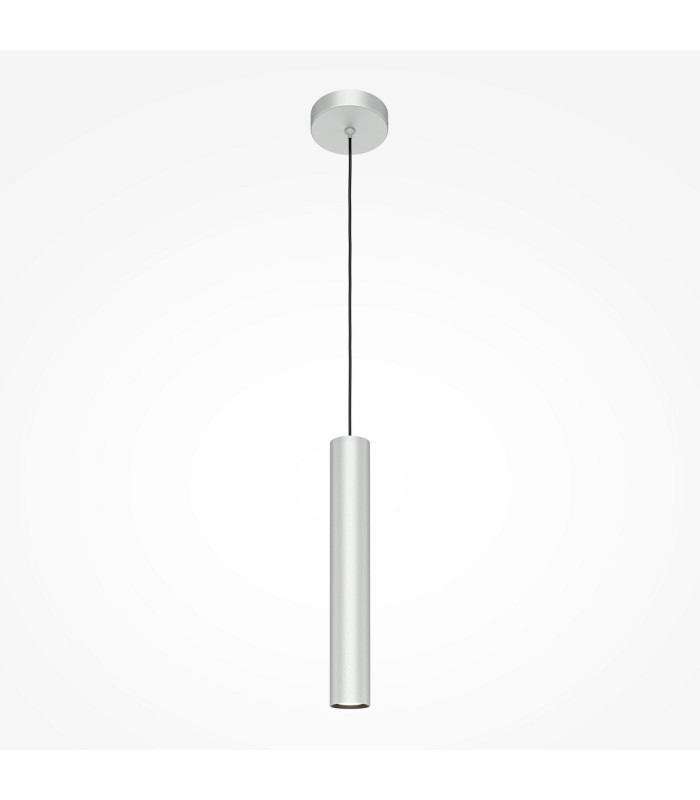 Pro Focus Modern Slim Pendant Ceiling Light Silver 1xGU10 Grey Shade-1