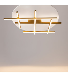 Radiance Modern Square Integrated LED Semi Flush Ceiling Light Gold 3000K 2250lm White Shade-2