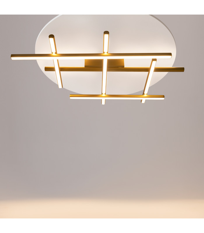 Radiance Modern Square Integrated LED Semi Flush Ceiling Light Gold 3000K 2250lm White Shade-2
