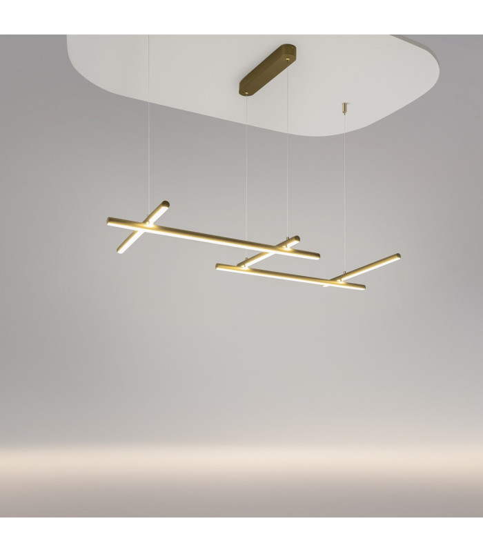Radiance Modern 121cm Bar Pendant Ceiling Light Gold 3000K 2150lm White Shade-4