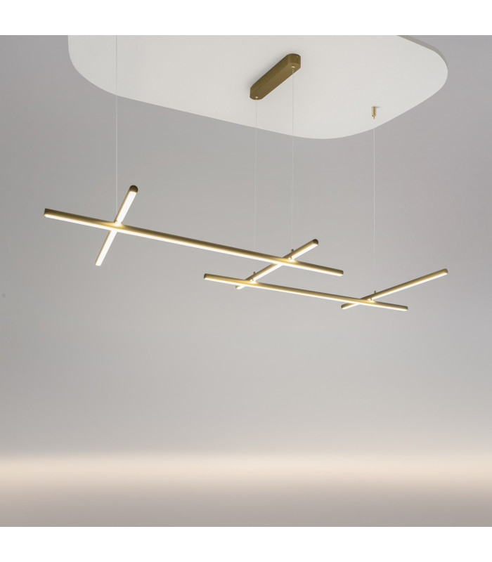 Radiance Modern 172cm Bar Pendant Ceiling Light Gold 3000K 1900lm White Shade-4