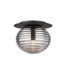 Reels Modern Globe Ceiling Light Black 1xE27 Smoky Shade-1