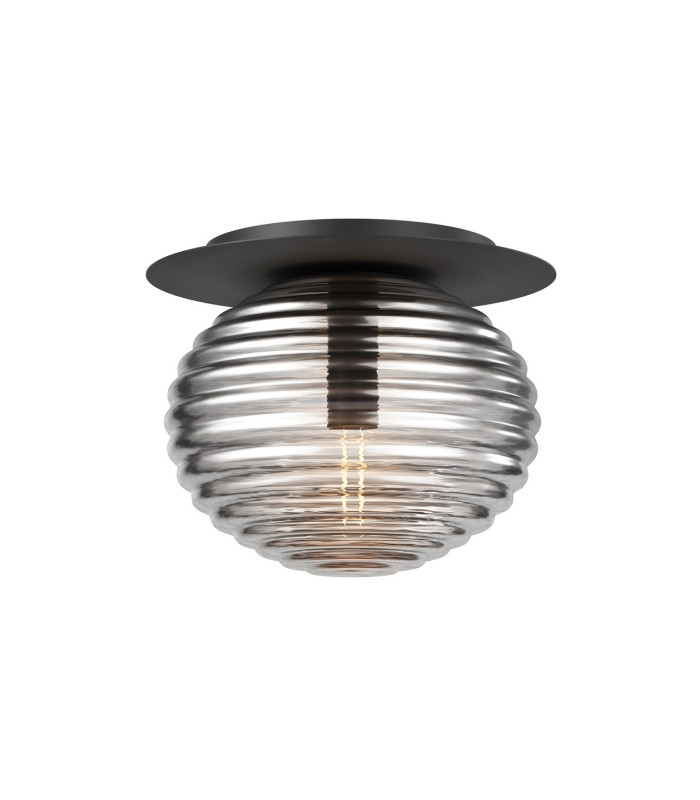 Reels Modern Globe Ceiling Light Black 1xE27 Smoky Shade-1