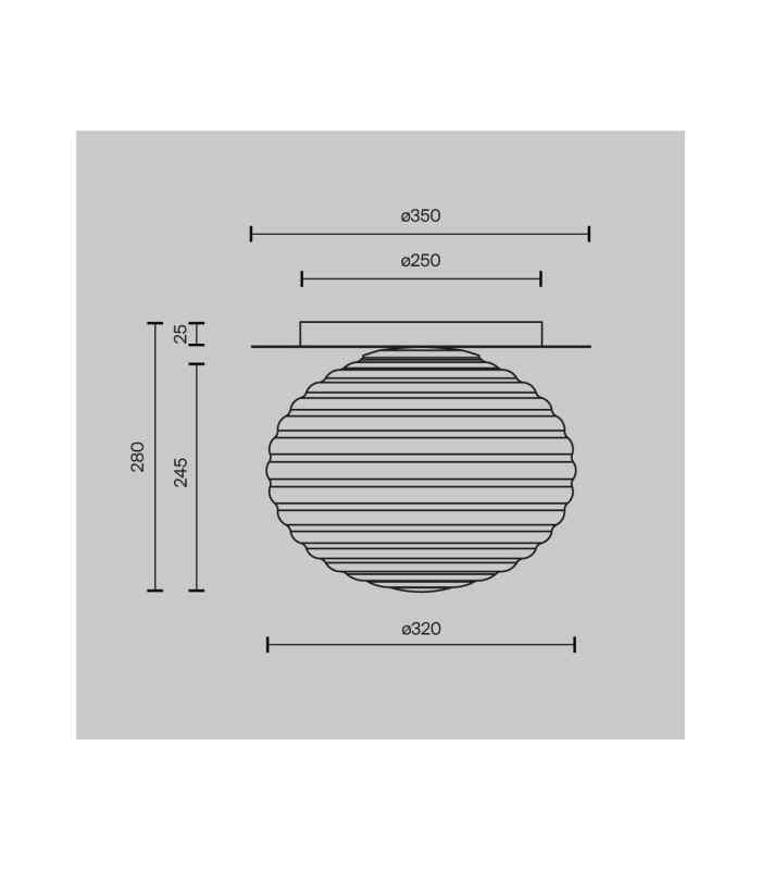 Reels Modern Globe Ceiling Light Black 1xE27 Smoky Shade-3