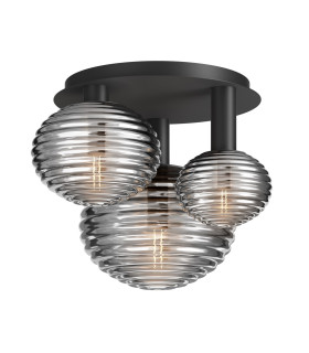 Reels Modern Globe Ceiling Light Black 3xE14 Smoky Shade-1