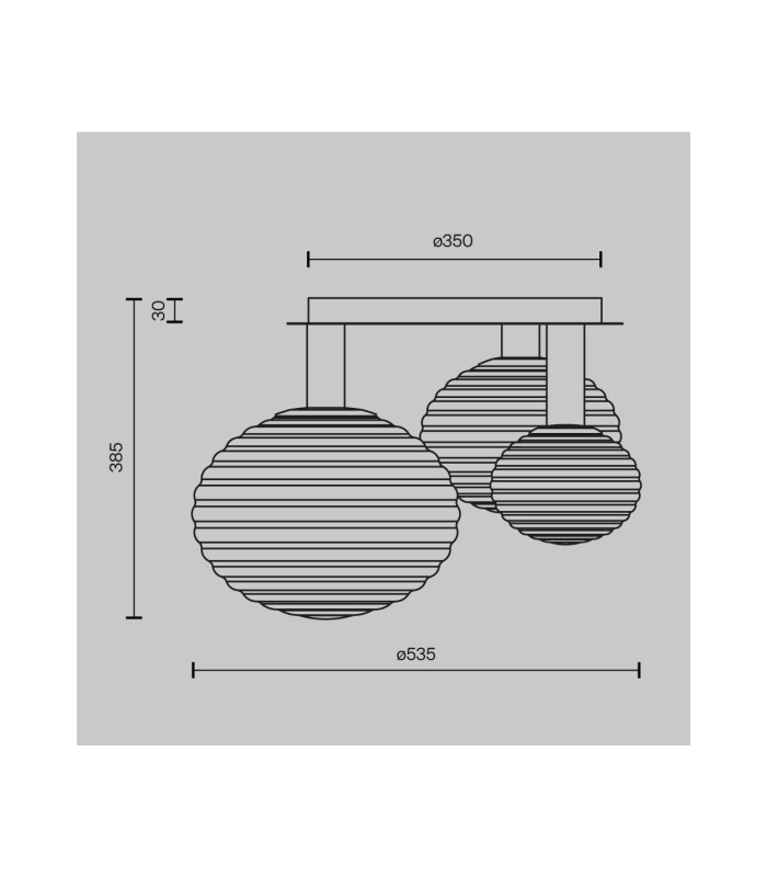 Reels Modern Globe Ceiling Light Black 3xE14 Smoky Shade-3