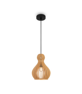 Roots II Modern 20cm Wire Frame Pendant Ceiling Light Black 1xE27 Beige Shade-1