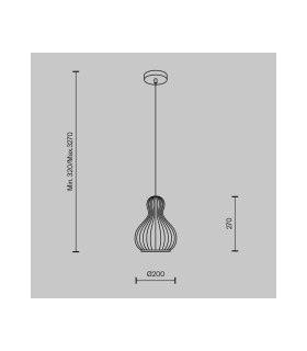 Roots II Modern 20cm Wire Frame Pendant Ceiling Light Black 1xE27 Beige Shade-3