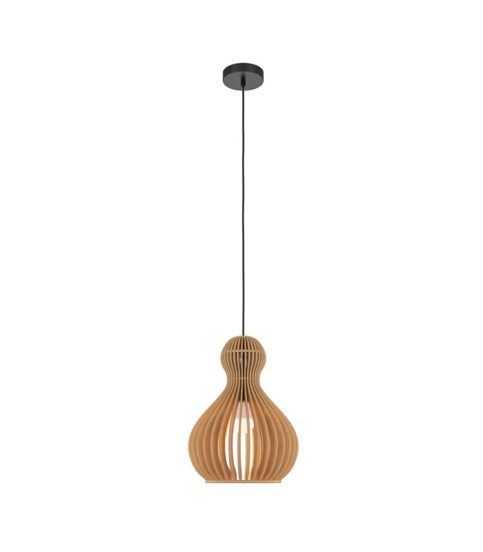 Roots II Modern 30cm Wire Frame Pendant Ceiling Light Black 1xE27 Beige Shade-1