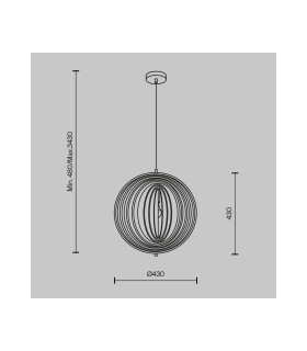 Roots Modern 43cm Spherical Pendant Ceiling Light Black 1xE27 Beige Shade-3