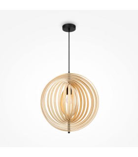Roots Modern 50cm Spherical Pendant Ceiling Light Black 1xE27 Beige Shade-1