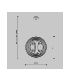 Roots Modern 50cm Spherical Pendant Ceiling Light Black 1xE27 Beige Shade-4