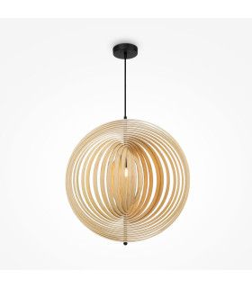 Roots Modern 60cm Spherical Pendant Ceiling Light Black 1xE27 Beige Shade-1